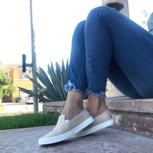 Beige slip on canvas fashion sneakers✨